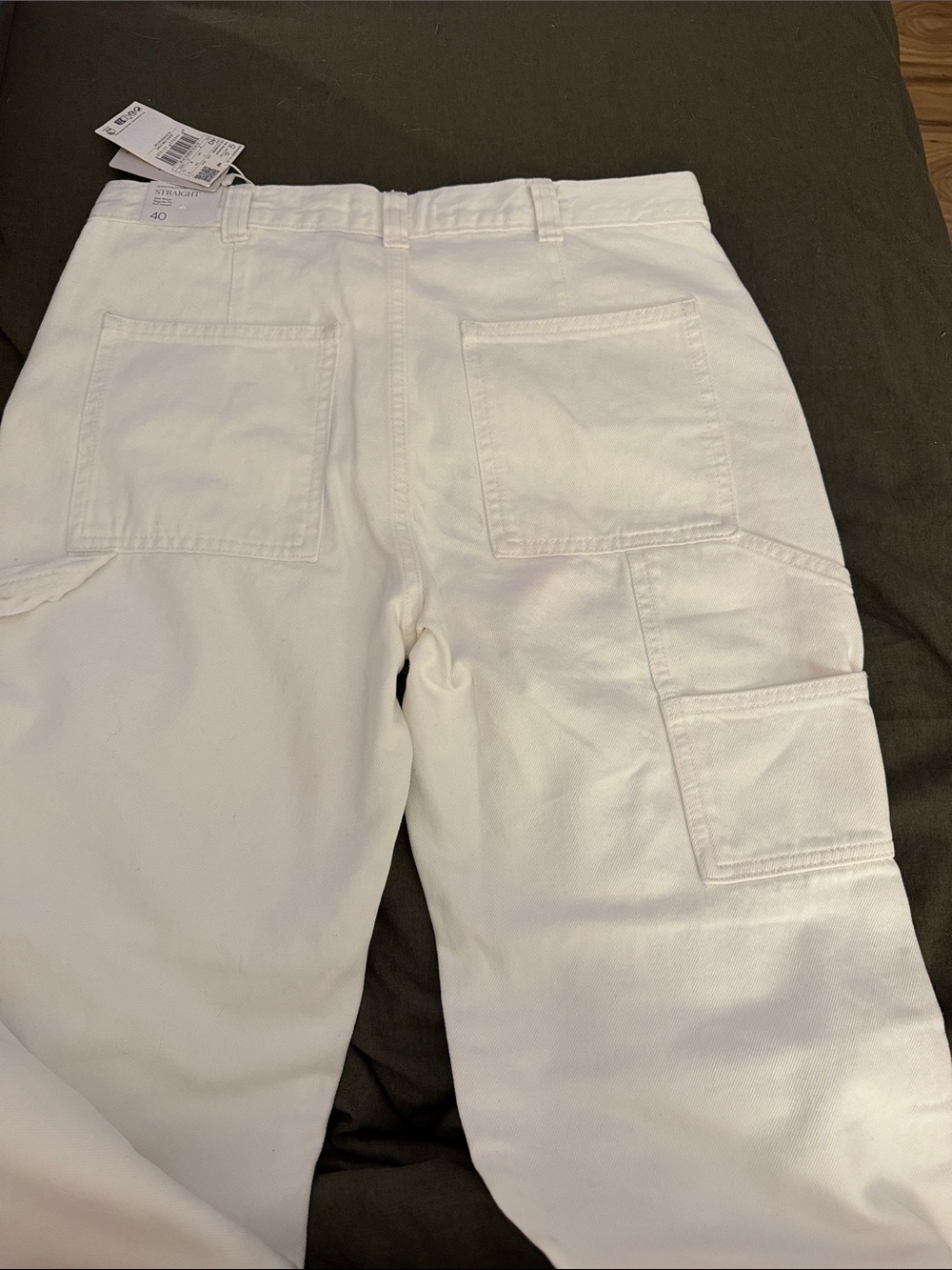 White Women’s  Jeans - Casual Pocket Utility Pants